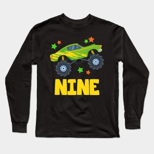 I'm 9 This Is How I Roll Monster Truck 9th Birthday GIft For Boys Toddler Kid Long Sleeve T-Shirt